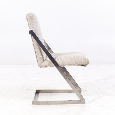  Design Institute America DIA Milo Baughman Style DIA Mid Century Chrome Cantilever Z Dining Chairs Set of 6