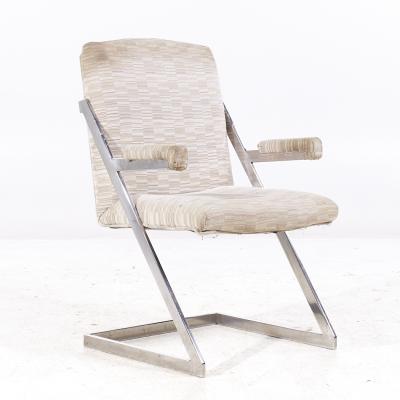  Design Institute America DIA Milo Baughman Style DIA Mid Century Chrome Cantilever Z Dining Chairs Set of 6