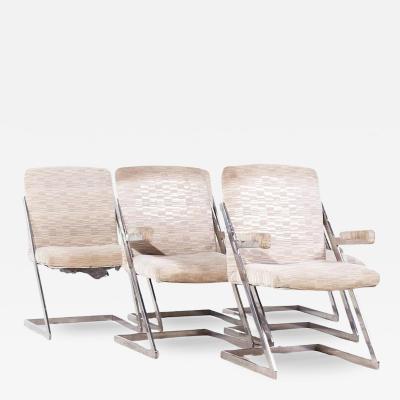  Design Institute America DIA Milo Baughman Style DIA Mid Century Chrome Cantilever Z Dining Chairs Set of 6