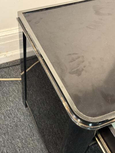  Design Institute America DIA POST MODERN CHROME BLACK ENAMEL NIGHTSTANDS BY DESIGN INSTITUTE OF AMERICA