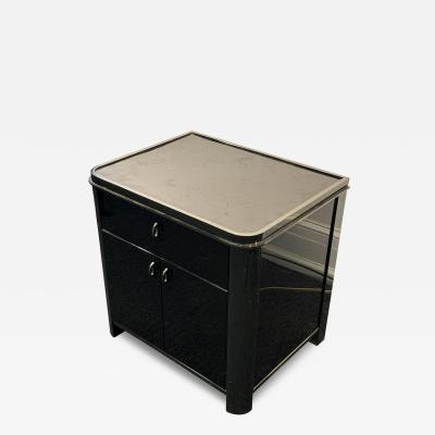  Design Institute America DIA POST MODERN CHROME BLACK ENAMEL NIGHTSTANDS BY DESIGN INSTITUTE OF AMERICA