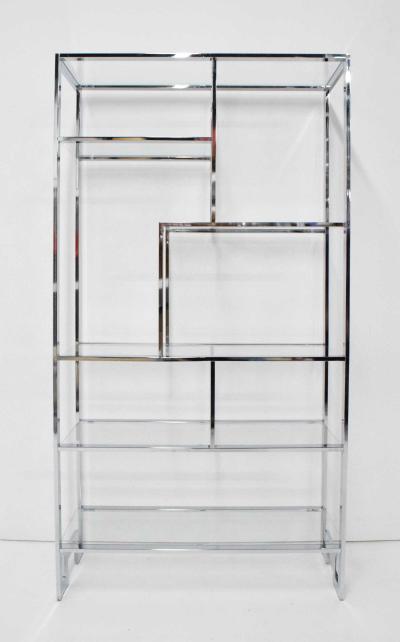  Design Institute America DIA Pair of Chrome Glass Etageres by Design Institute of America