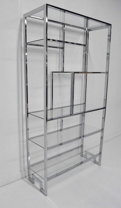  Design Institute America DIA Pair of Chrome Glass Etageres by Design Institute of America