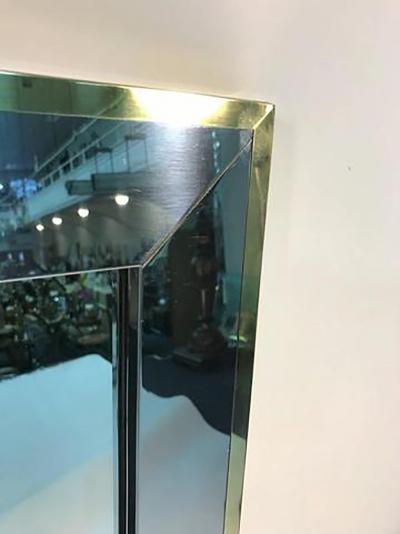  Design Institute America Elegant Brass and Chrome Wall Mirror by Design Institute of America