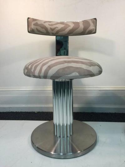  Design Institute America Rare and Exceptional Set of Four Chrome Bar Stools or Side Chairs by DIA