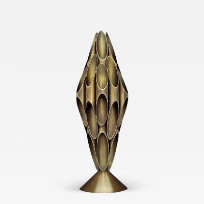  Design Line Hollywood Regency Tubular Table Sculpture Brass Accent Lamp after Mastercraft