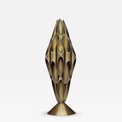  Design Line Hollywood Regency Tubular Table Sculpture Brass Accent Lamp after Mastercraft