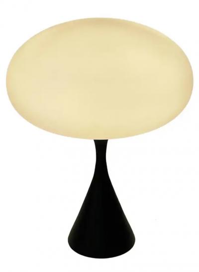 Design Line Mid Century Modern Design Table Lamp by Designline in Black with White Glass