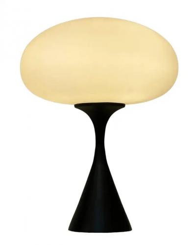 Design Line Mid Century Modern Design Table Lamp by Designline in Black with White Glass