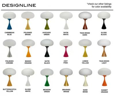 Design Line Mid Century Table Lamp by Designline in Cream Beige with White Frosted Shade