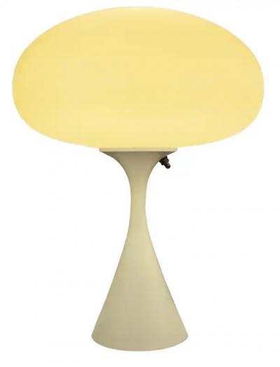 Design Line Mid Century Table Lamp by Designline in Cream Beige with White Frosted Shade