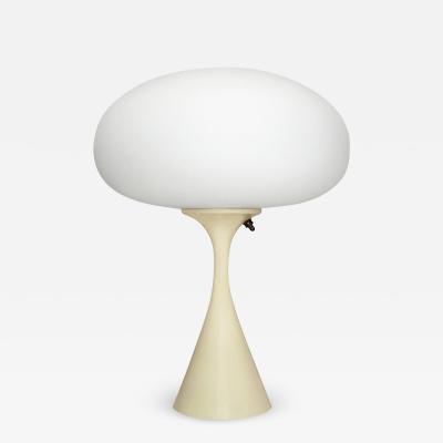  Design Line Mid Century Table Lamp by Designline in Cream Beige with White Frosted Shade