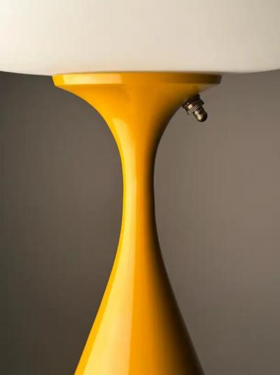 Design Line Mid Century Table Lamp by Designline in Mustard Yellow with White Frosted Shade