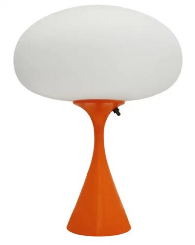 Design Line Mid Century Table Lamp by Designline in Retro Orange with White Frosted Shade