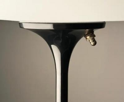 Design Line Short Stemlite Table Lamp by Designline in Black with White Frosted Lamp Shade