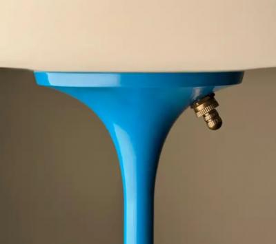Design Line Short Stemlite Table Lamp by Designline in Blue with White Frosted Lamp Shade