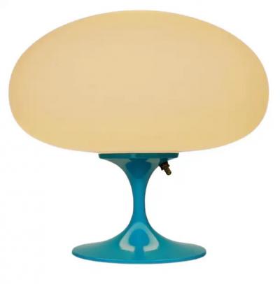 Design Line Short Stemlite Table Lamp by Designline in Blue with White Frosted Lamp Shade