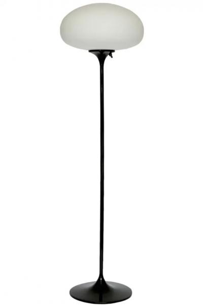  Design Line Stemlite Floor Lamp by Designline in Black with White Frosted Glass Shade