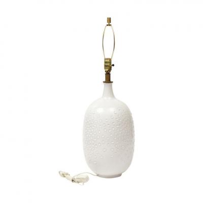  Design Technics Design Technics Lamp Pottery White Dimpled Brass Signed