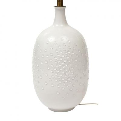 Design Technics Design Technics Lamp Pottery White Dimpled Brass Signed