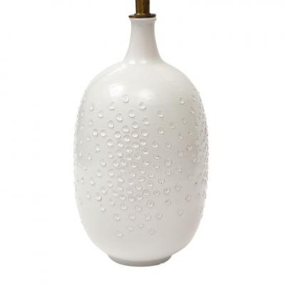 Design Technics Design Technics Lamp Pottery White Dimpled Brass Signed