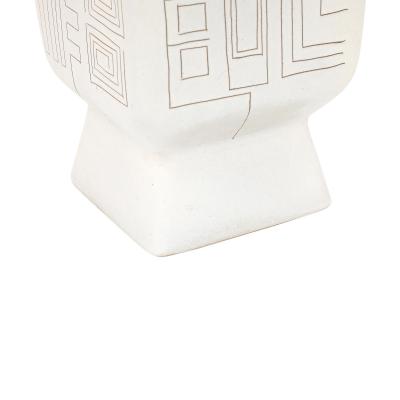  Design Technics Tall Architectural Table Lamp Ceramic Incised Abstract Geometric