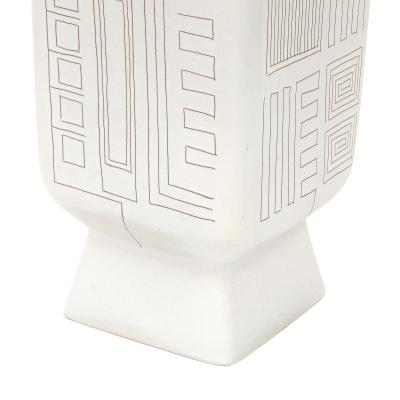  Design Technics Tall Architectural Table Lamp Ceramic Incised Abstract Geometric