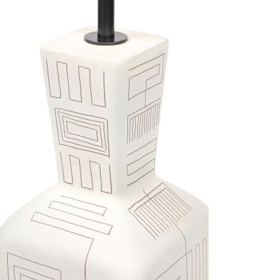  Design Technics Tall Architectural Table Lamp Ceramic Incised Abstract Geometric