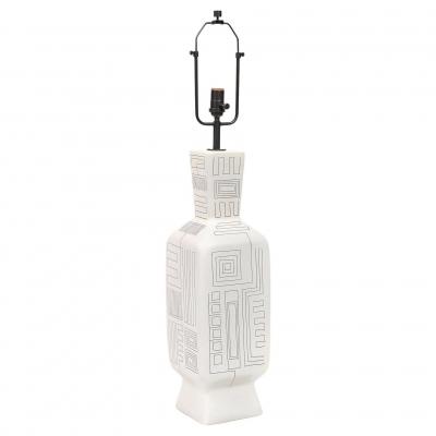  Design Technics Tall Architectural Table Lamp Ceramic Incised Abstract Geometric