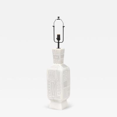  Design Technics Tall Architectural Table Lamp Ceramic Incised Abstract Geometric