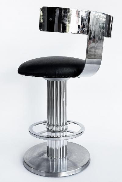  Designs for Leisure Ltd Design for Leisure Ltd Swivel Counter Stools Chrome and Leather Pair