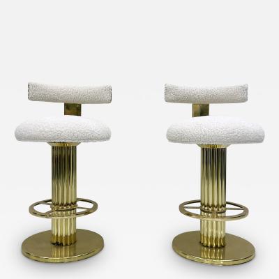  Designs for Leisure Ltd Designs For Leisure Brass and Boucle Barstools A Pair