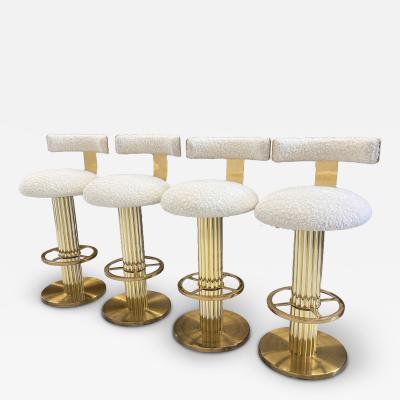  Designs for Leisure Ltd Designs For Leisure set of 4 Brass Barstools Ivory Boucle Signed 1987