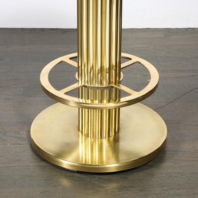  Designs for Leisure Ltd Mid Century Designed for Leisure Fluted Cream Upholstered Brass Counter Stool