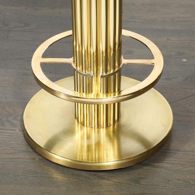  Designs for Leisure Ltd Mid Century Designed for Leisure Fluted Cream Upholstered Brass Counter Stool