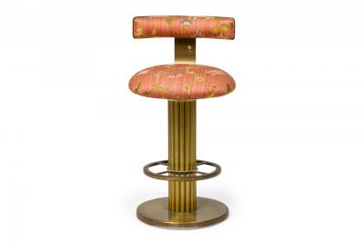  Designs for Leisure Ltd Pair of Designs for Leisure Fluted Column Floral Upholstered Swivel Bar Stools