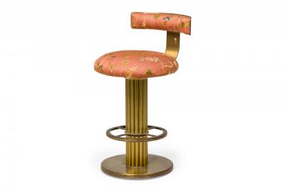  Designs for Leisure Ltd Pair of Designs for Leisure Fluted Column Floral Upholstered Swivel Bar Stools
