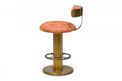  Designs for Leisure Ltd Pair of Designs for Leisure Fluted Column Floral Upholstered Swivel Bar Stools