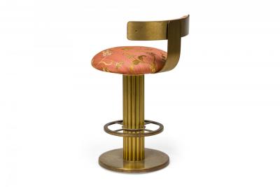  Designs for Leisure Ltd Pair of Designs for Leisure Fluted Column Floral Upholstered Swivel Bar Stools