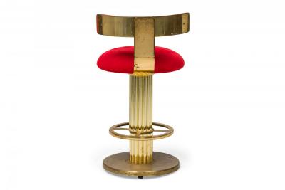 Designs for Leisure Ltd Pair of Designs for Leisure Fluted Column Red Upholstered Swivel Bar Stools