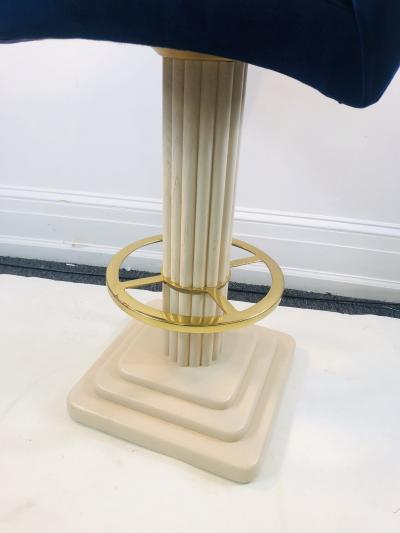  Designs for Leisure Ltd SET OF FOUR MODERN COLUMN AND BRASS BAR STOOLS