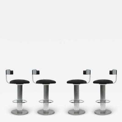  Designs for Leisure Ltd Set of 4 Mid Century Modern Bar Stools in Chrome Grey by Design For Leisure