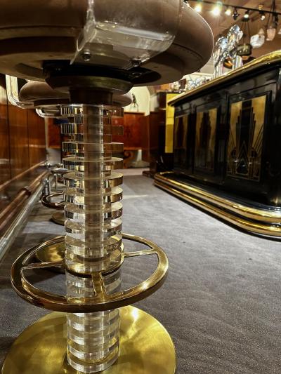  Designs for Leisure Ltd Vintage Bar Stools Lucite and Brass Art Deco Mid Century Style