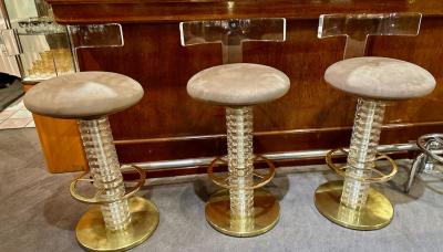  Designs for Leisure Ltd Vintage Bar Stools Lucite and Brass Art Deco Mid Century Style