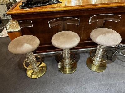  Designs for Leisure Ltd Vintage Bar Stools Lucite and Brass Art Deco Mid Century Style