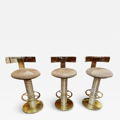  Designs for Leisure Ltd Vintage Bar Stools Lucite and Brass Art Deco Mid Century Style