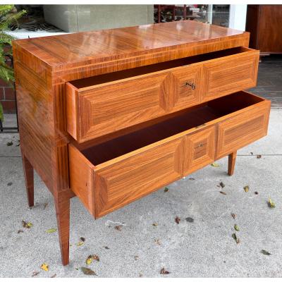  Dessin Fournir Companies 1 of 2 Dessin Fournir Neoclassical Style Burl Wood Inlaid Chest of Drawers