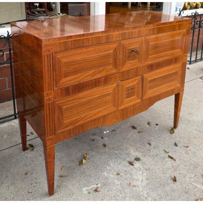  Dessin Fournir Companies 1 of 2 Dessin Fournir Neoclassical Style Burl Wood Inlaid Chest of Drawers