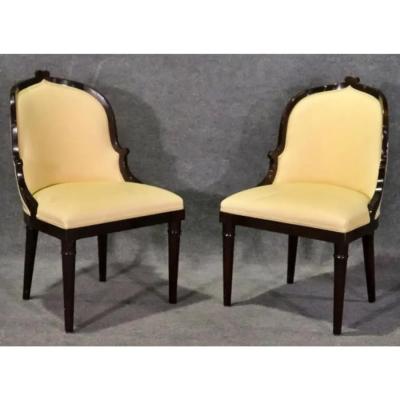  Dessin Fournir Companies Pair of Dessin Fournir French Deco Hansen Side Chairs