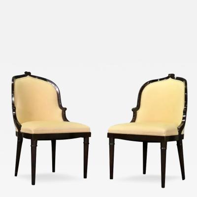  Dessin Fournir Companies Pair of Dessin Fournir French Deco Hansen Side Chairs